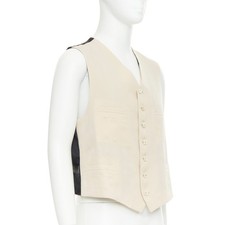 YOHJI YAMAMOTO HOMME beige wool front black silk blend back waist coat