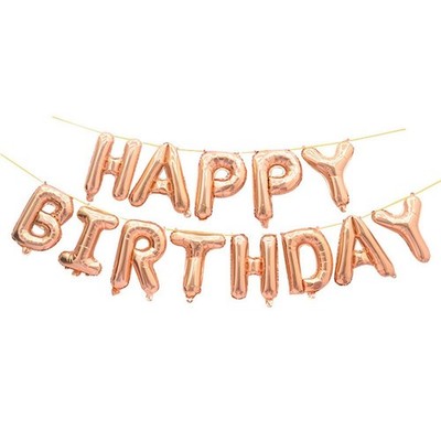 GOER Rose Gold Happy Birthday Balloons,16 Inch Foil Letter Balloons Banner fo...