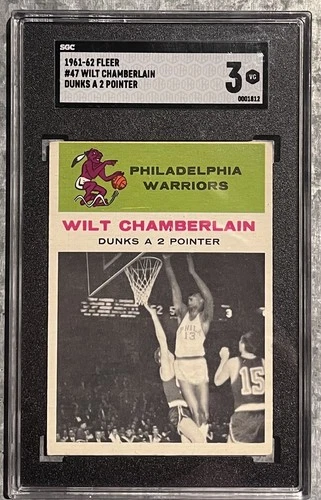 1961-62 Fleer Wilt Chamberlain Rookie #47 SGC 3 - Dunks a 2 Pointer
