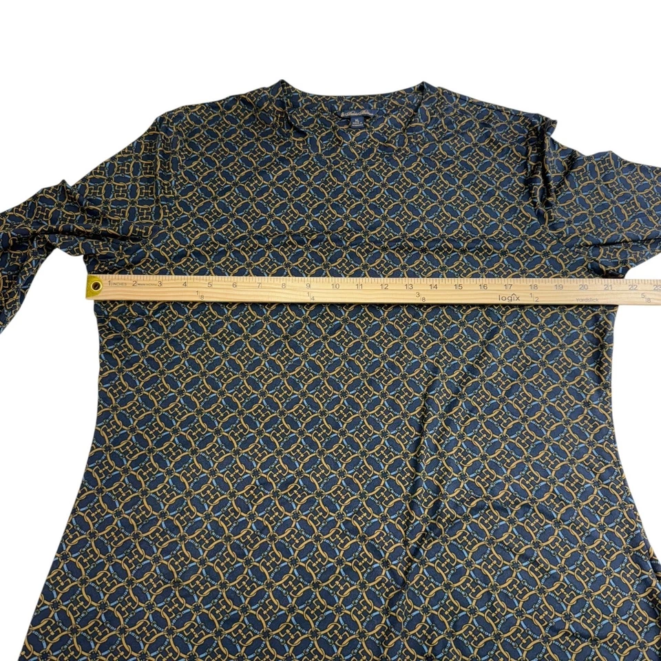 Blusa Brooks Brothers XL corrente equestre estampa bit azul marinho ouro manga longa - Imagem 4 de 4