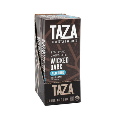 Organic Amaze Bar 95% Stone Ground, Wicked Dark with Almonds, Vegan, 2.5 Oz, 10