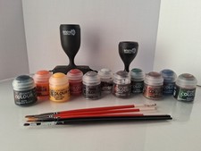 Citadel Paint Lot of 11 used paints, 5 brushes, and painting handles