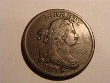 1804 DRAPED BUST HALF CENT - Spiked Chin variety