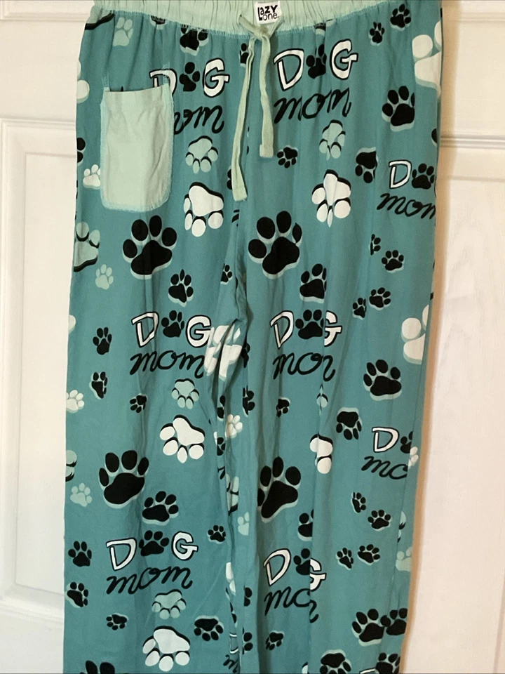 Dog Mom Teal PJ Lounge Pants Lazy One Size Medium - Image 2 of 4