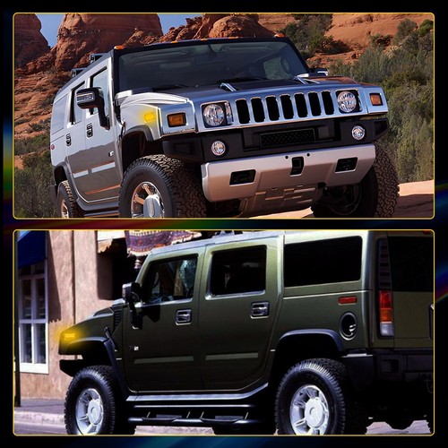 For 2003-2009 Hummer H2 Front LED Fender Side Marker Signal Lights Amber Lens - Picture 2 of 12
