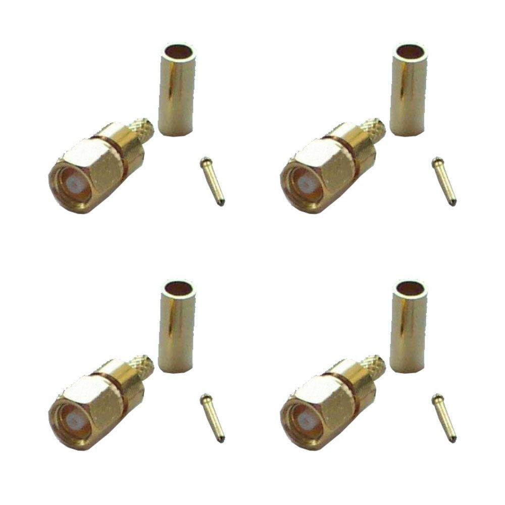4 Pack RP SMC Male Crimp Connector - RG316/RG174 Repair Lead GSM WiFi-Antenna