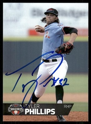 2018 Hickory Crawdads TYLER PHILLIPS Signed Card autograph auto RANGERS PHILLIES