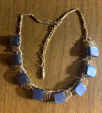 Coro Vintage Gray Thermoset Gold tone Choker Necklace 17"