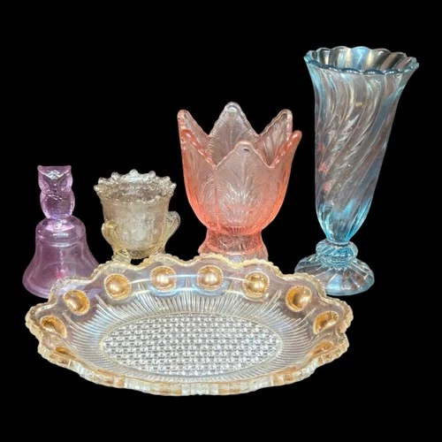 Lot of Antique Art Glass EAPG Fenton Boyd Fostoria Pink Blue Amber Purple MCM