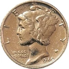 1940-W Brilliant Almost Uncirculated Silver Mercury Dime