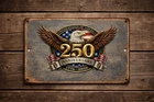 250th Anniversary USA Tin Metal Sign 1776-2026 Patriotic American Eagle Vintage