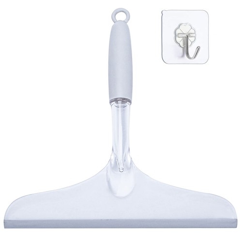 Shower Squeegee for Bathroom Glass Doors and Mirror, 10'' Rubber 10'', Clear  - Picture 1 of 8
