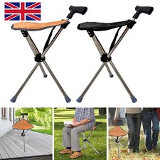 Folding Walking Stick Seat Aluminium Cane Chair Stool for Senior Load 150kg New