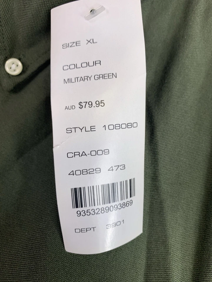 French Connection Long Sleeve Shirt Mens XL Slim Fit Button Down Army Green NEW - Image 4 of 4