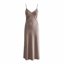 DANSKIN Satin Stripe Slip Dress Lingerie Chamise Rose Mauve Spaghetti Strap S