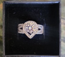 NEW CUBIC ZIRCONIA ROUND PEAR ENGAGEMENT RING COCKTAIL SILVER PAVE SETTING 6.5