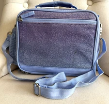Pottery Barn Kids Mackenzie Lunch Bag Purple Glitter Cold Pack Sparkle Strap HTF