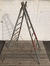 alte Vintage XL Holzleiter Klappleiter Obstleiter Blumenbank Blumentreppe Shabby