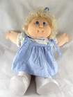 Cabbage Patch Cornsilk Hair Girl Blonde 16" Blue Eyes Gingham dress shoes socks