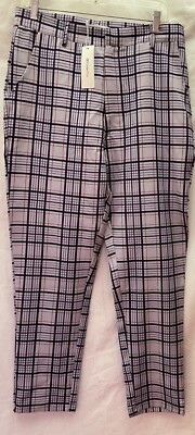 OC ORDER PLUS, WOMENS M PANTS STRETCH, LIGHT PURPLE PLAID, NEW WITH TAGS