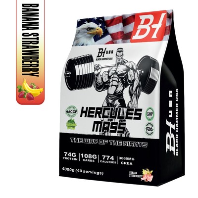  MASS Gainer HERCULES   4kg Weight Gainer für Muskelaufbau-Black Hammer USA 