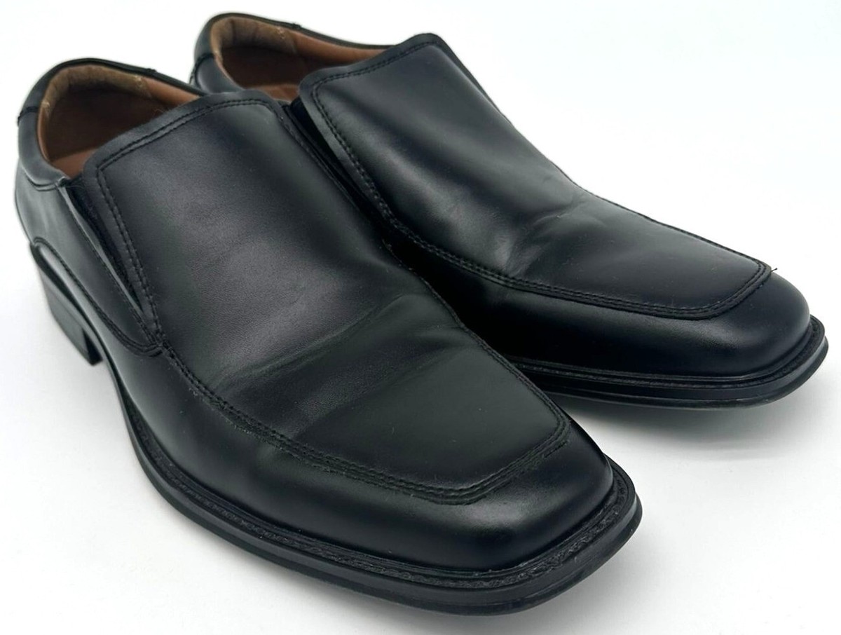 George Shoes Mens 10 Dominic Dress Loafer Black Leather Square Toe  MNGE22GN00 10 | eBay