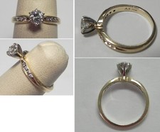 J1068 Vintage 14K Solid YG/WG .35ct Diamond Solitaire Engagement Ring, Sz 4