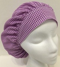 Purple Gingham Scrub Cap Medical Bouffant Medium Surgery Hat Chef Dental