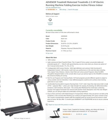 Advenor 2.5 hp Running/Walking Treadmill