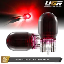 7443 / 7443A / T20 Dual Filament Natural Red Halogen Bulbs Pair
