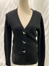 Other Stories Black Wool/Alpaca Blend Gold Metal T-Rex Button Cardigan S-M