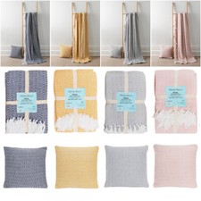 Soft Cozy Regal Throws 100% Cotton Sofa Bed Blankets / Matching Cushion Covers