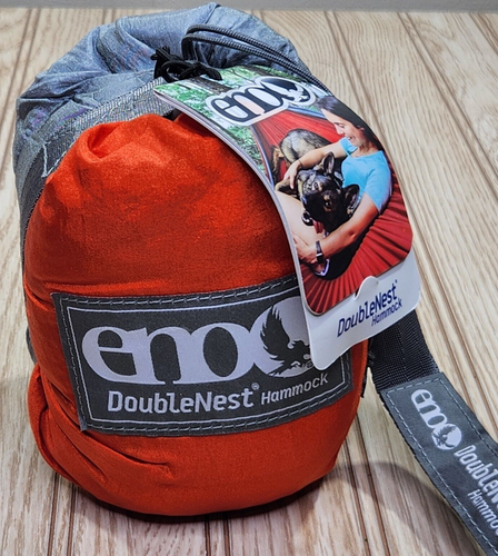Hamac ENO DoubleNest Gris Et Orange – Neuf Avec étiquettes – Camping, Rando, Plein Air