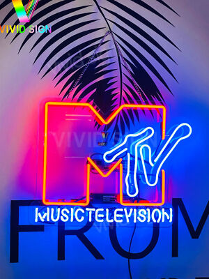 Music Television Glas Neon Leuchte Retro Studio Wanddeko Licht Deko Art 48cm
