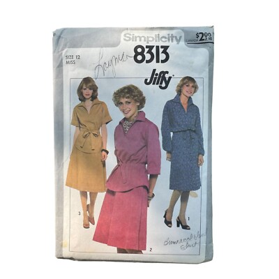 Simplicity 8313 Vintage Sewing Pattern Miss Size 12 Jiffy Dress 1970s