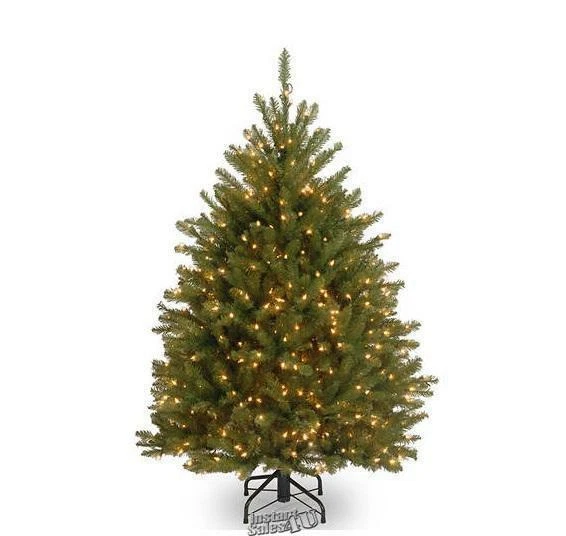 Árbol de Navidad de abeto Dunhill de 4' 200 luces transparentes pre-iluminado soporte de metal pre-encordado Foto 2 de 2