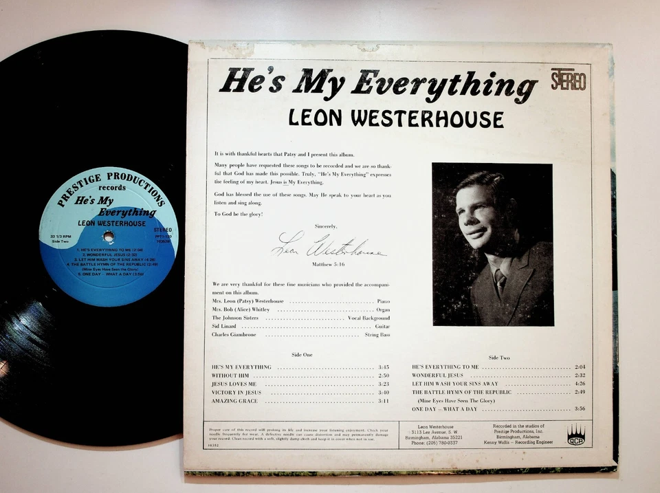 Birmingham Alabama Leon Westerhouse Christian Gospel Vinyl LP Record - Image 2 of 4