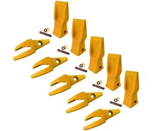 5 CAT Style Backhoe Bucket Shanks 1" Lip, Abrasion Teeth 4T-2203, 119-3204 w Pin