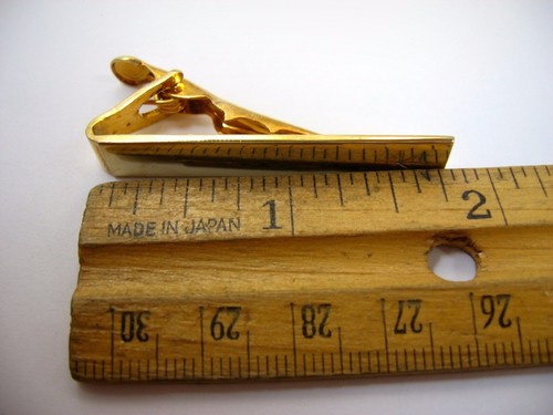 Vintage Gold Tone Tie Bar Clip Men's Mid Century Atomic Starburst Rhinestone - 第 4/4 張圖片
