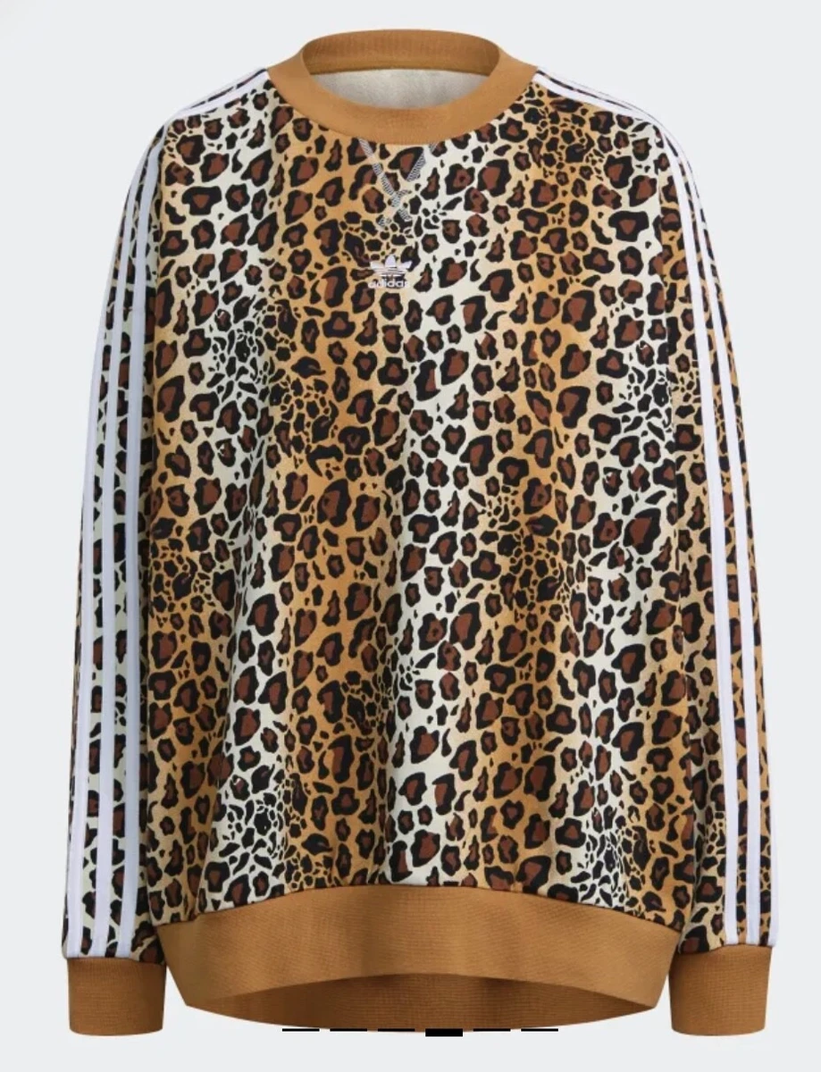 løgner Mening lejlighed NEW Adidas Leopard Print Luxe Trefoil All Oversize Sweatshirt HB4763 Size S  - L | eBay