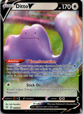 Ditto V 050/072 Ultra Rare Shining Fates Pokemon TCG NM Holo Foil