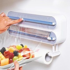 3-in-1 Frischhaltefolie Spender mit Cutter & Rollenhalterung