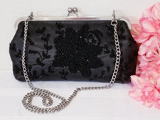 Patricia Nash Provencal Black Leather Beading Potenaz Clutch/ Shoulder Bag