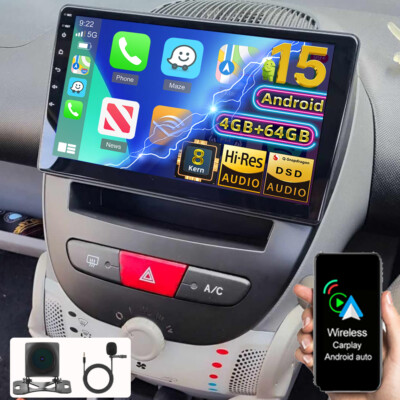 8Kern 4+64GB Android 15 CarPlay Autoradio Für Toyota Aygo Citroen C1 Peugeot 107