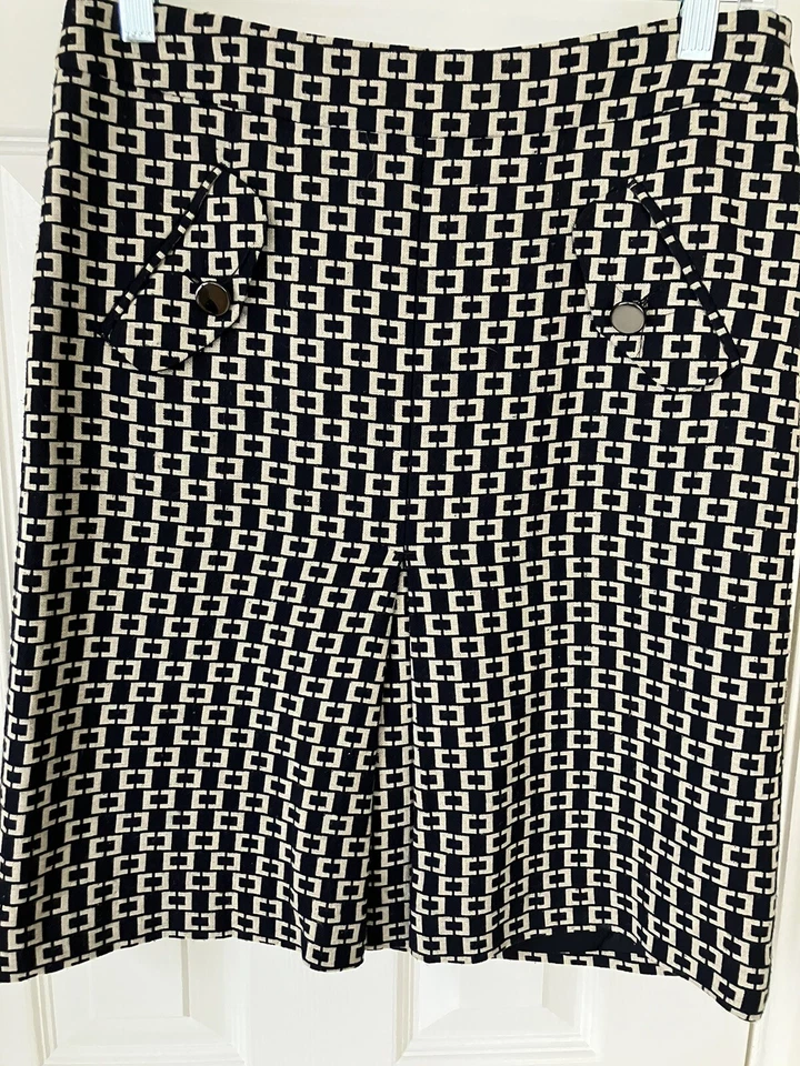 Ann Taylor Loft Black & Tan Swing Back Suit Jacket & Kick Pleat Skirt Women Sz 2 - Image 4 of 4