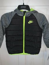 NIKE BOYS' Kids Sportswear Therma Fleece Hooded LS Jacket Black Yellow 4 NWT