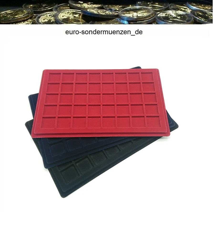 EURO-SONDERMUENZEN Münztableau groß mit 40 Felder a 32x32 mm Farbe rot / blau / schwarz nach Wahl