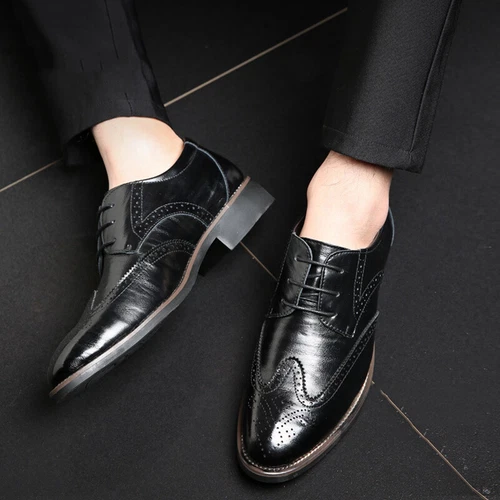Herren-Schuhe, Formelle Business-Schuhe Klassische Schnür-Oxfords Brogues Schuhe - Bild 9 von 19