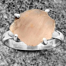 Natural Rose Quartz - Madagascar 925 Sterling Silver Ring s.8.5 Jewelry R-1052