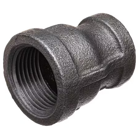 Straight Black Coated Malleable Iron Pipe Fitting, 1" x 3/4" Pipe, Female BSPT,